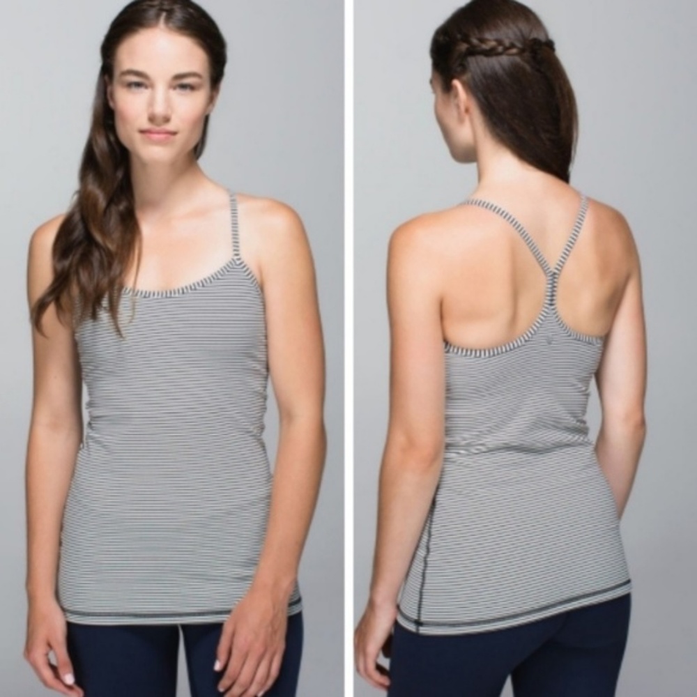 Lululemon Stripe Black & Gray Power Y Tank 4